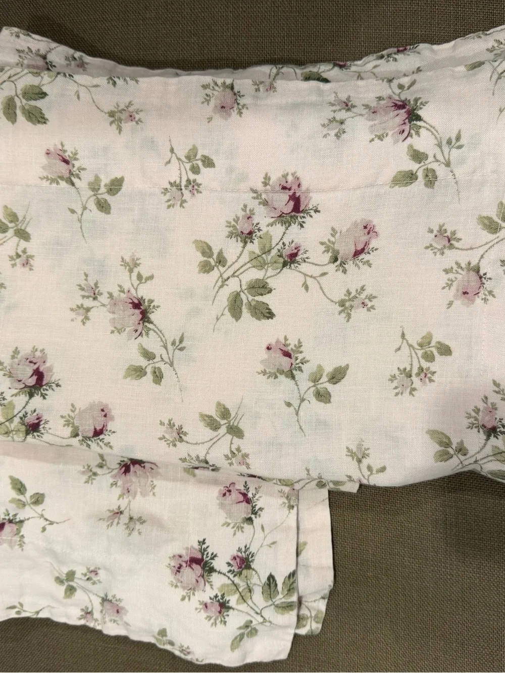Vintage Bella Notte linen light rose/pale pink PAIR OF STANDARD SHAMS 2” flange